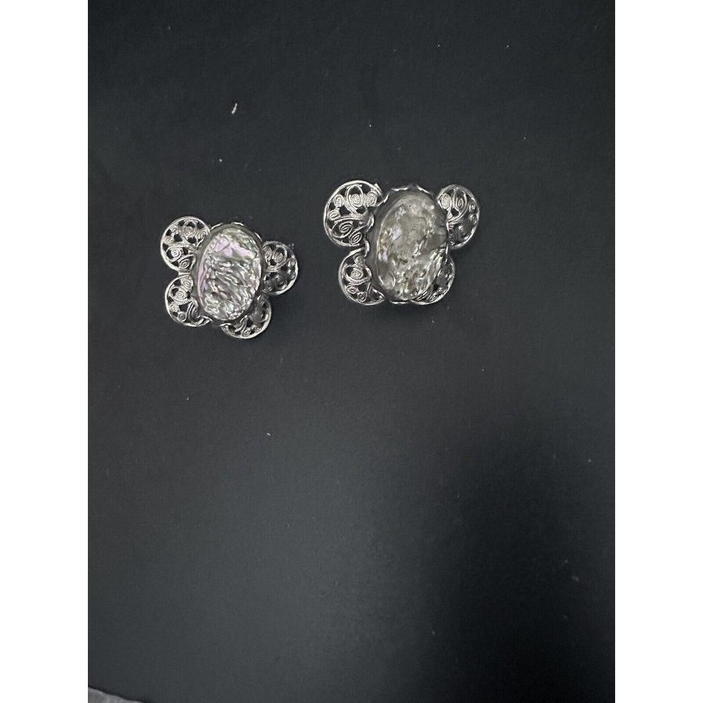 VTG Abalone Butterfly Insect Screw-Back‎ Earrings - Picture 5 of 7